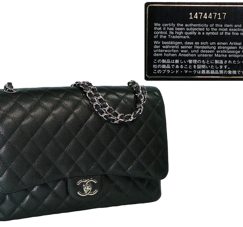 Chanel 14744717 Black Caviar Timeless Classic Maxi Double Flap Silver Hardware-0