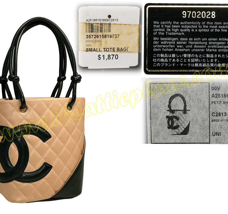 Chanel 9702028 Black/ Beige CC Logo Cambon Small Tote-0