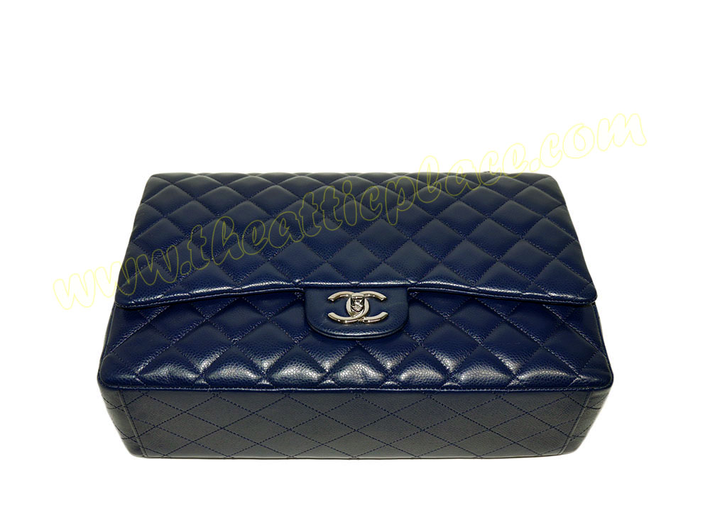 Chanel 15805977 Blue Caviar Maxi Double Flap Silver Hardware-38858