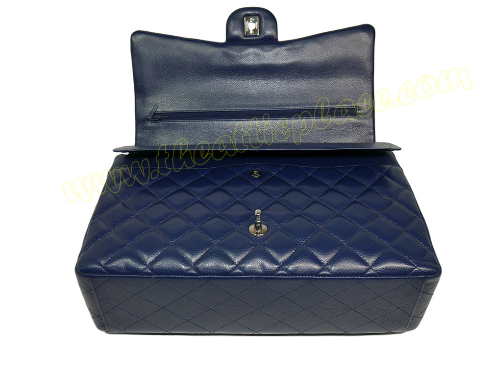 Chanel 15805977 Blue Caviar Maxi Double Flap Silver Hardware-38857