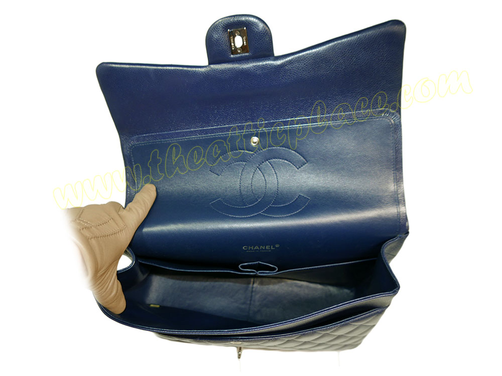 Chanel 15805977 Blue Caviar Maxi Double Flap Silver Hardware-38859