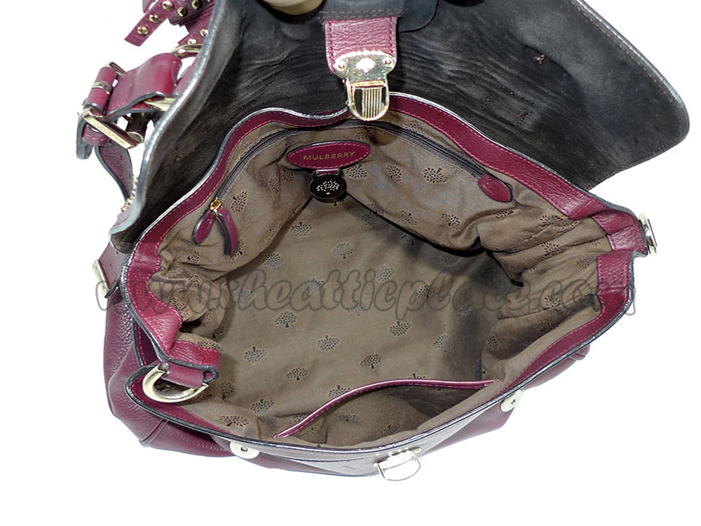 Mulberry Burgundy Calf w Studs Alexa and Strap Messenger/ Crossbody Bag-39233