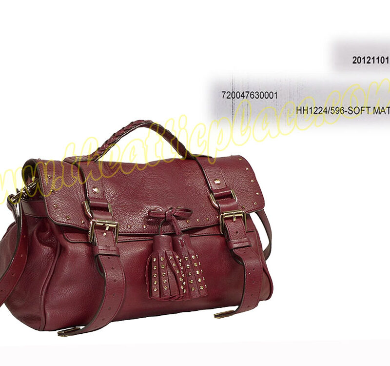Mulberry Burgundy Calf w Studs Alexa and Strap Messenger/ Crossbody Bag-0