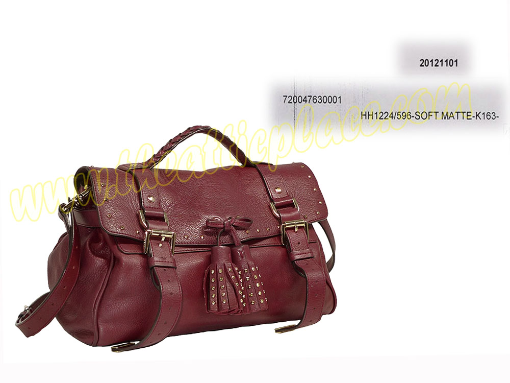 Mulberry Burgundy Calf w Studs Alexa and Strap Messenger/ Crossbody Bag-0