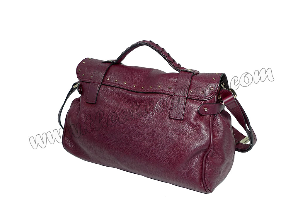 Mulberry Burgundy Calf w Studs Alexa and Strap Messenger/ Crossbody Bag-39232