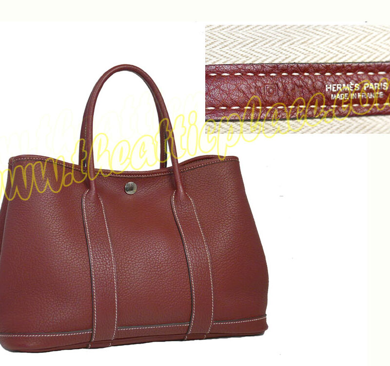 Hermes Rouge H Negonda Leather in 30cm Garden Party O Stamp -0