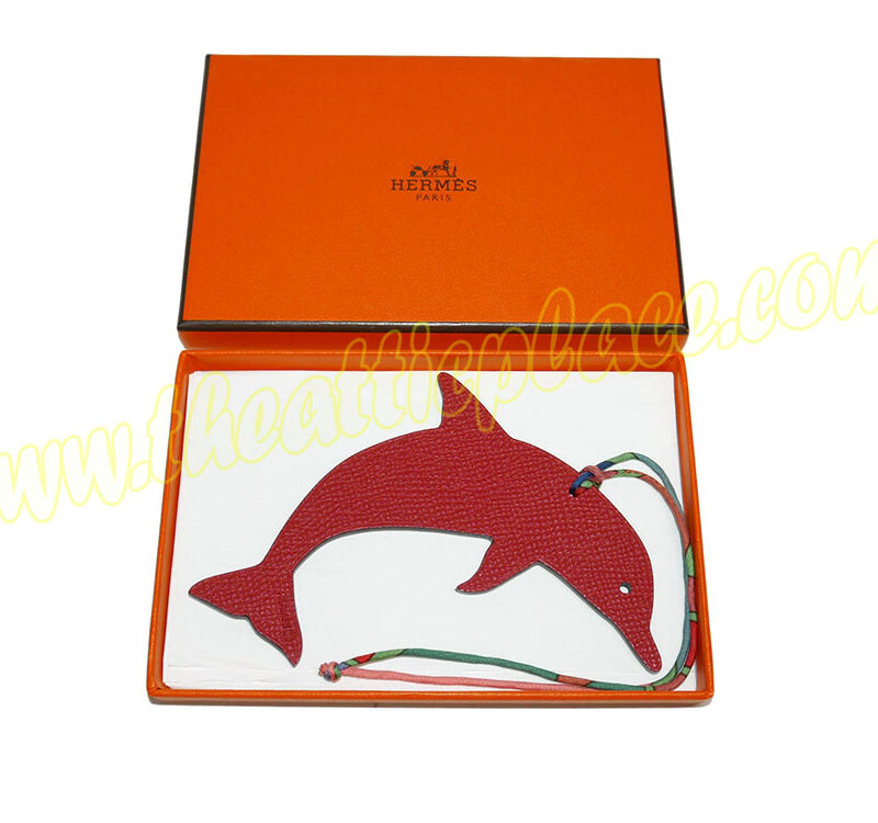 Hermes Bag Charm Dolphine Red/ Parchemin for Birkin/ Kelly, Lindy , Toolbox -0