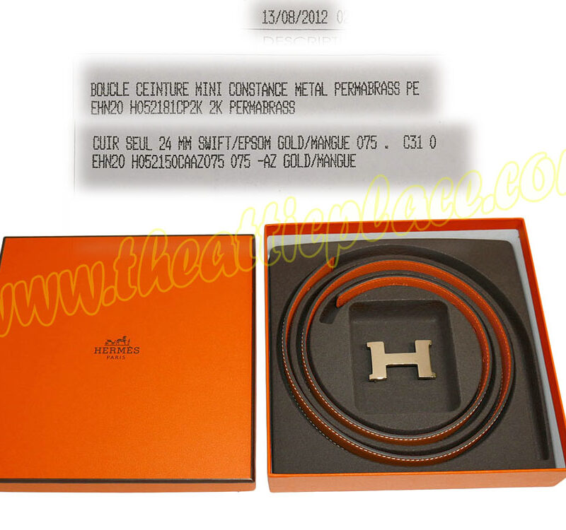 Hermes 24mm Revesible Belt Gold/ Mangue 075 with Constance H Gold Buckle -0