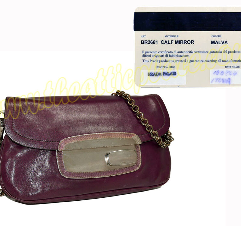 Prada BR2661 Mauve/ Pale Purple Calf Mirror Metal Buckle Small Bag-0