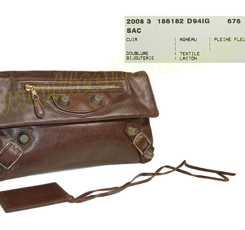 Balenciaga 186182 Charbon Envelope Clutch/ Pochette Giant Rose Gold Hardware -0