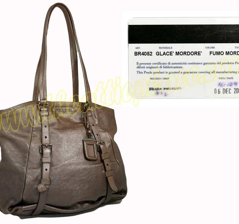 Prada BR4052 Degraded Glace Leather Fumo Mordore/ Smoked Bronze Shoulder Bag-0