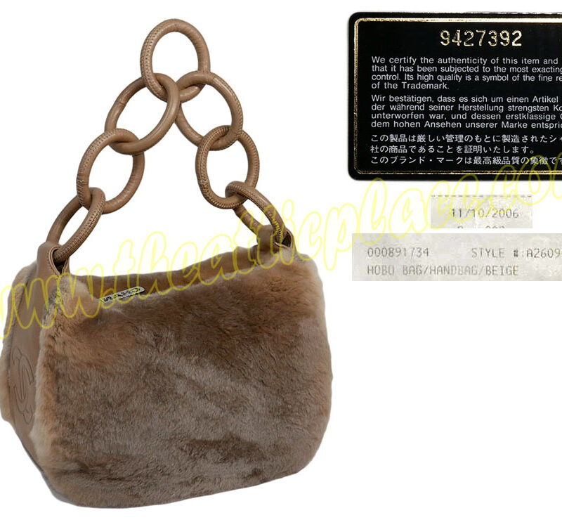 Chanel 9427392 Beige/ Brown Rabbit Fur Hobo withLeather Strap-0