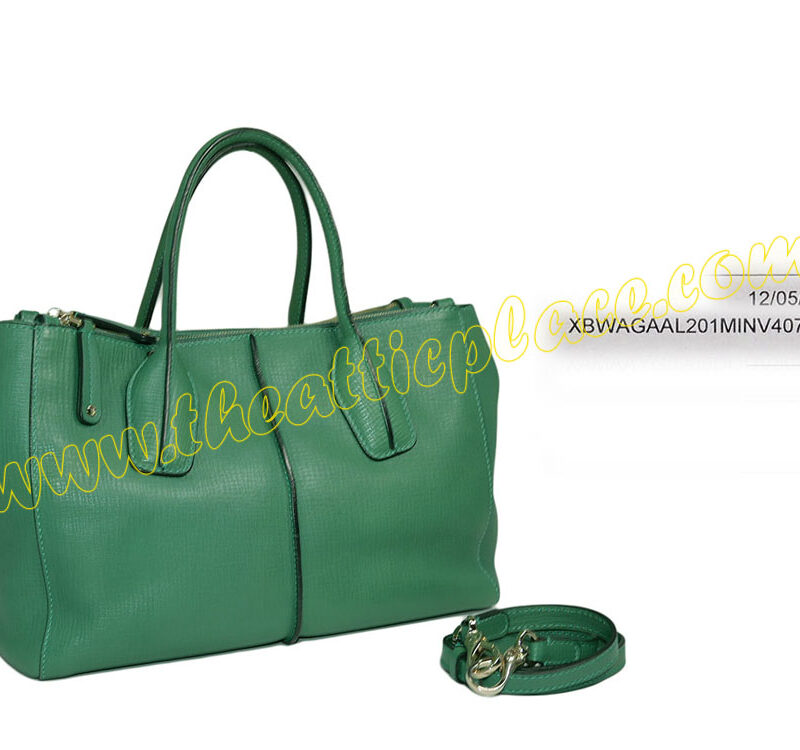 Tod's Green D-Styling Shopping Due Zip Bag with Strap-0
