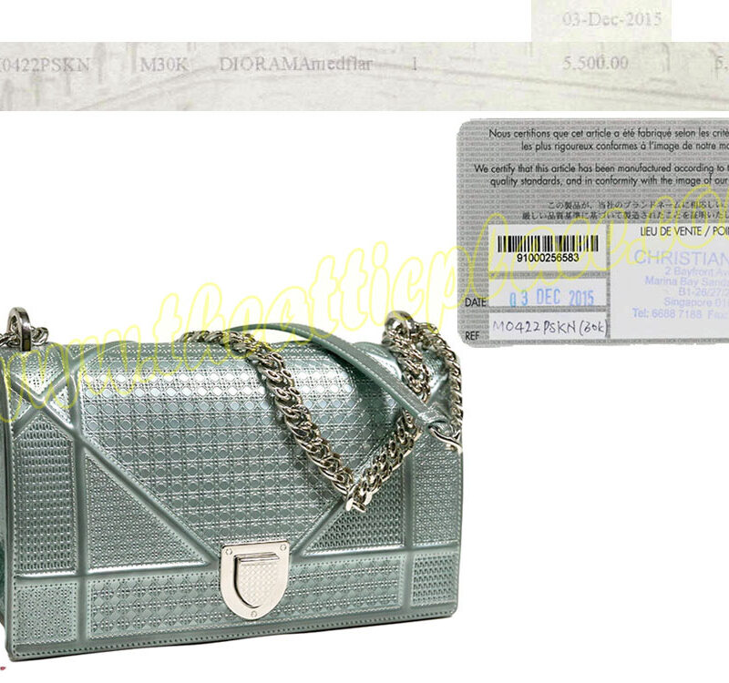 Dior "Diorama" flap bag in Perforated Azure metallic calfskin with micro-cannage motif, Cruise 2016-0