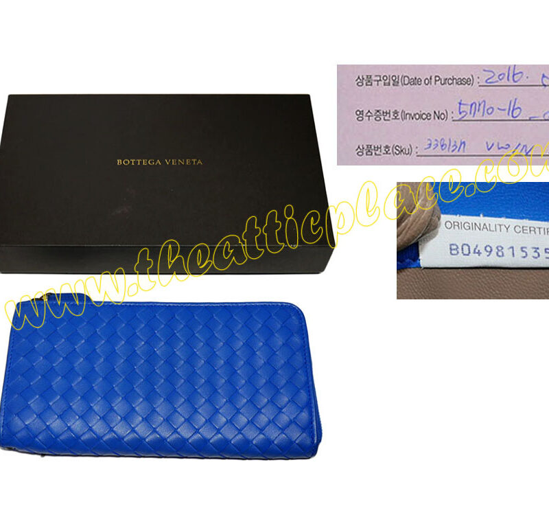 Bottega Veneta 338137 Electric Blue Intrecciato Nappa Long Zipped Wallet -0