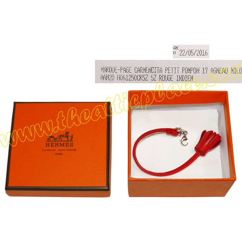 Hermes Book Mark Pompon 17 Rouge Indien Bag Charm-0
