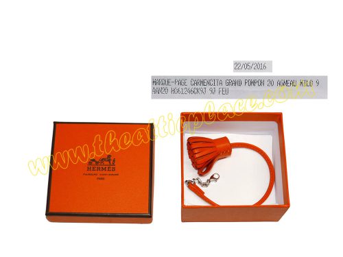 Hermes Pompon 20 Carmencita Feu Book Mark/ Bag Charm-0
