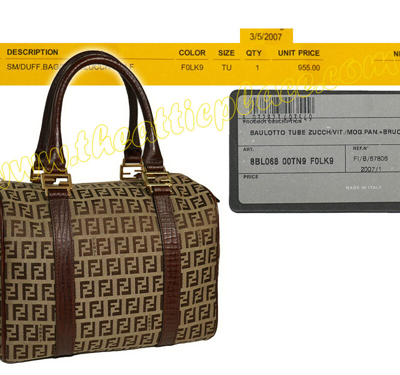 Fendi 8BL068 Zucchino FF Logo Boston Tote-0