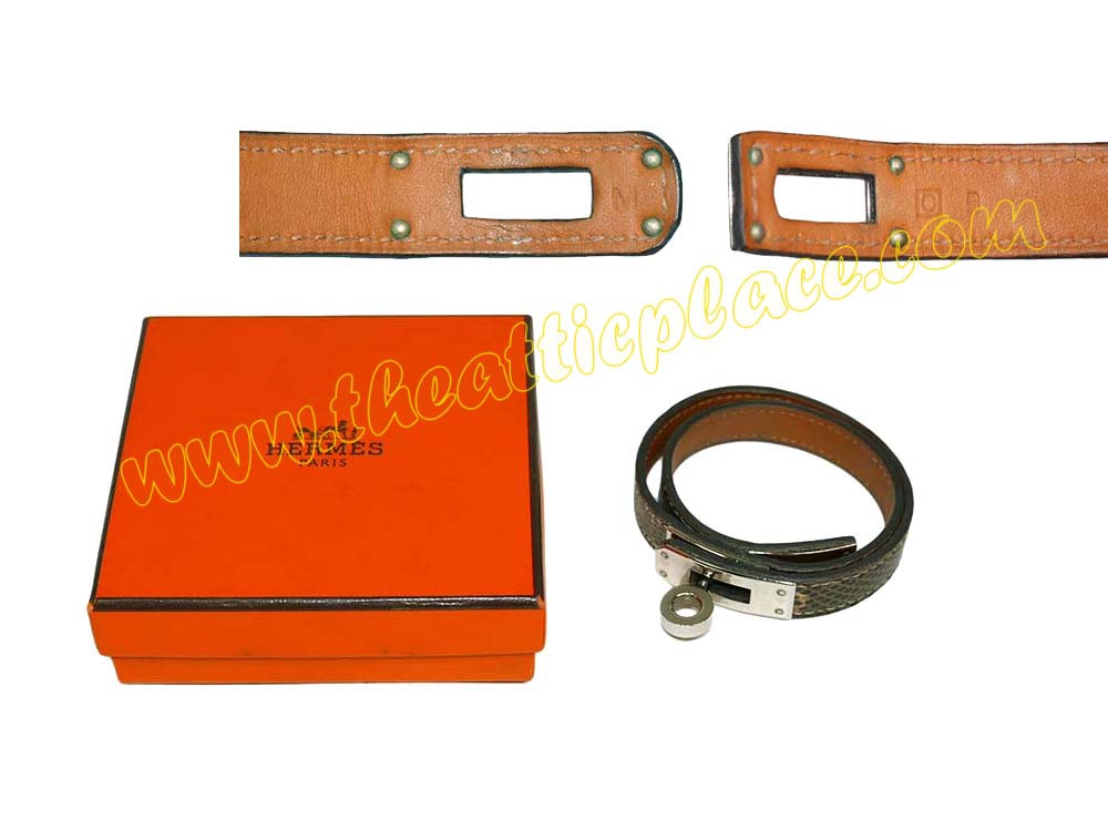 Hermes Ombre Lizard Kelly Double Tour Palladium Hardware O Stamp M Size Unisex -0
