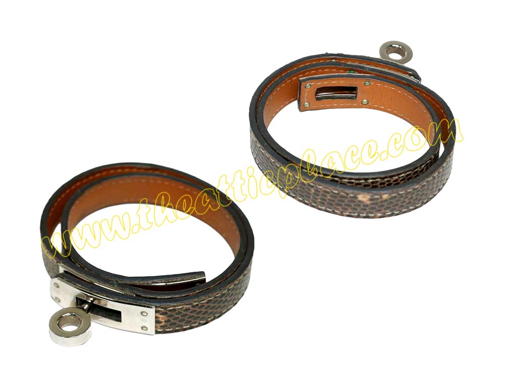 Hermes Ombre Lizard Kelly Double Tour Palladium Hardware O Stamp M Size Unisex -39385