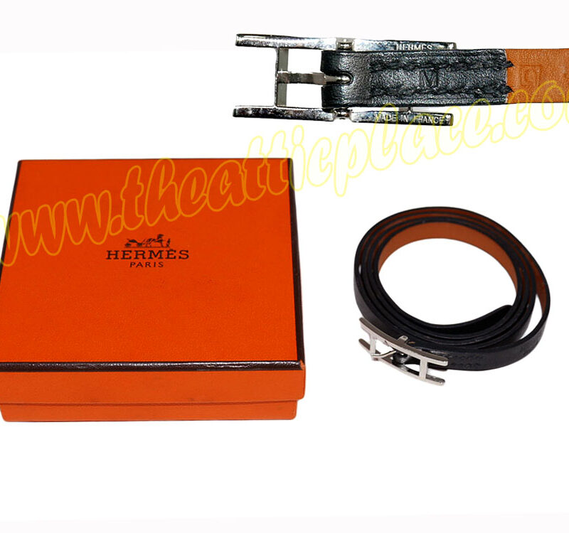 Hermes Black Calf Hapi Quad Tour Leather Wrap Bracelet M Size Q Stamp Palladium Hardware Unisex -0