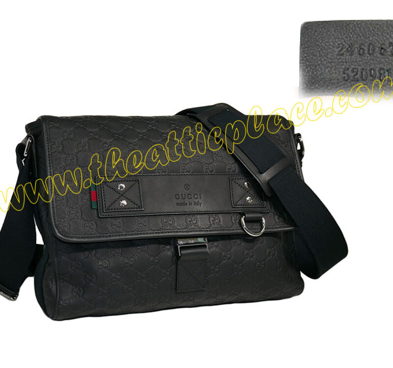 Gucci 246067 Matte Black GG Messenger Bag-0