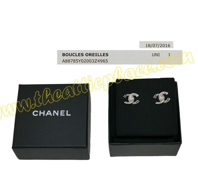 Chanel A88785Y CC LogoTwist Argent/ Crystal studded earrings-0