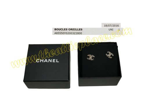 Chanel A97070Y Gold CC Logo with Colors Rhinestone Studs / Pierce Earrings -0