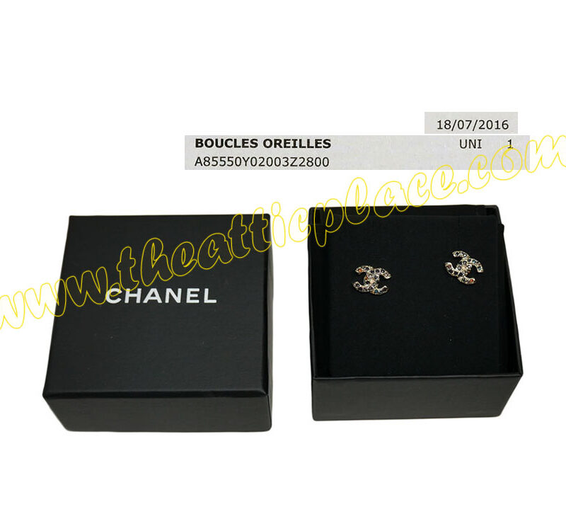 Chanel A97070Y Gold CC Logo with Colors Rhinestone Studs / Pierce Earrings -0