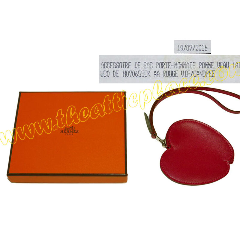 Hermes "Tutti Frutti Porte Monnaie" POMME/ APPLE Rouge VIF/ Canopee Coin Purse -0