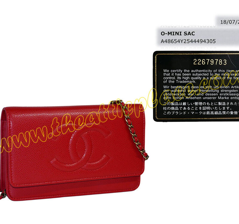 Chanel 22679783 Wallet On Chain A48654Y Red Caviar Timeless CC Logo Vintage Gold Hardware-0