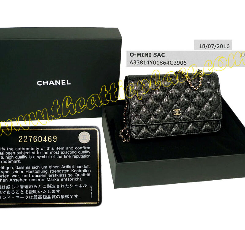 Chanel 22760469 Classic Quilted Wallet on Chain A33814Y Black Cavair Gold Hardware-0