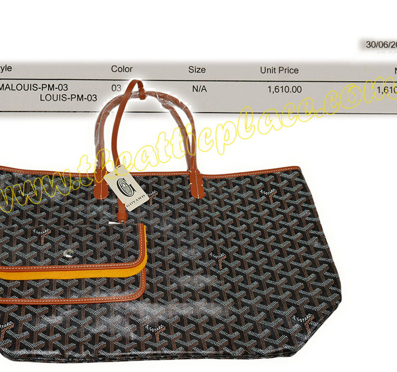 Goyard Classic Canvas Print Brown/ Black St. Louis PM 03 Shopping Tote-0