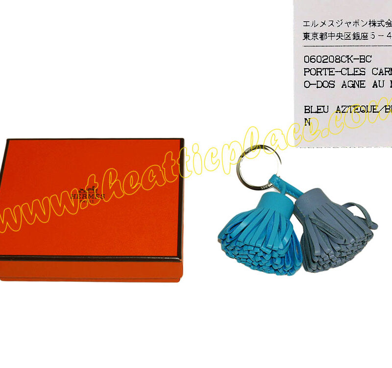Hermes Duo Carmen Bleu Azteque/ Bleu Lin Key Charm for Birkin Bags/ Kelly Bags -0