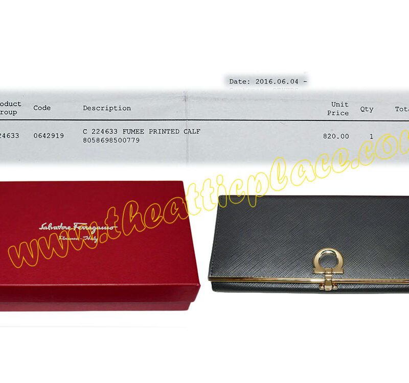 Ferragamo Fumee/ Smoke Grey Printed Calf C224633 Long Wallet-0