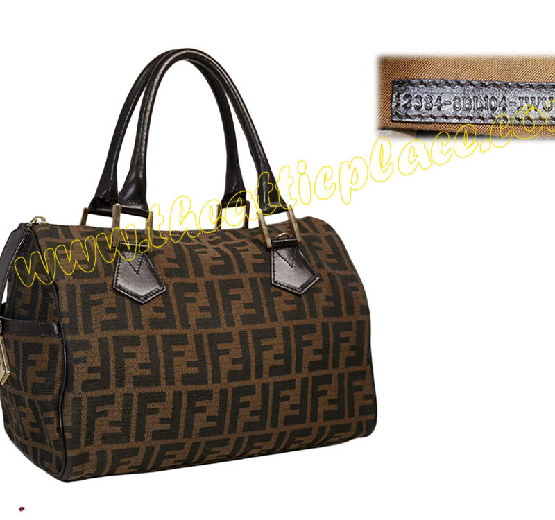 Fendi 8BL104 Zucca Canvas/ Leather Brown Medium Boston Bag-0
