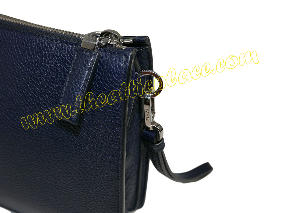 Prada 2VF001 Borsello Dark Blue Toro Grain Calf Men Clutch-39778