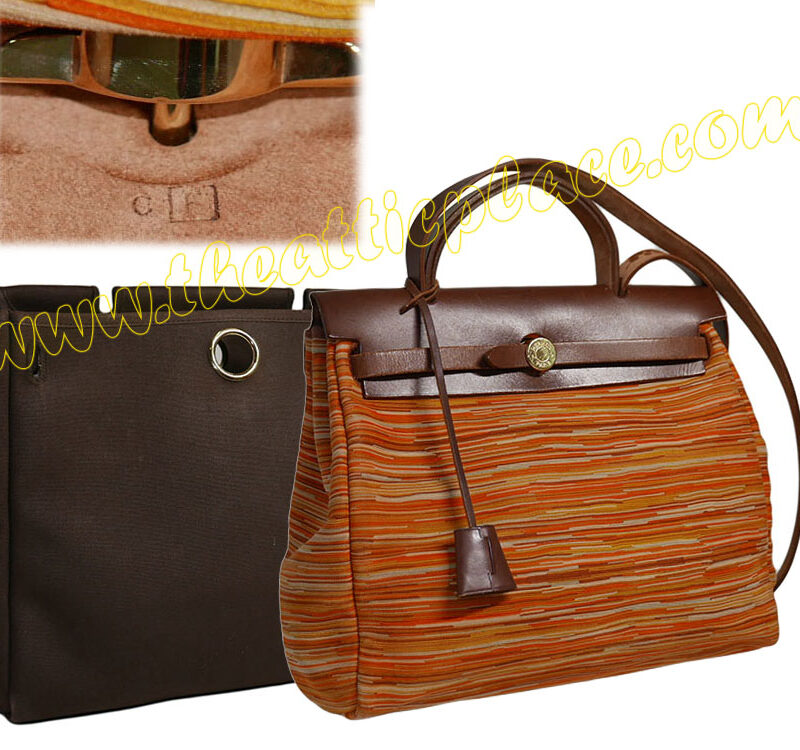 Hermes Orange Vibrato Herbag PM 2 in 1 / Chocolate Brown Calf Leather Shoulder Bag-0