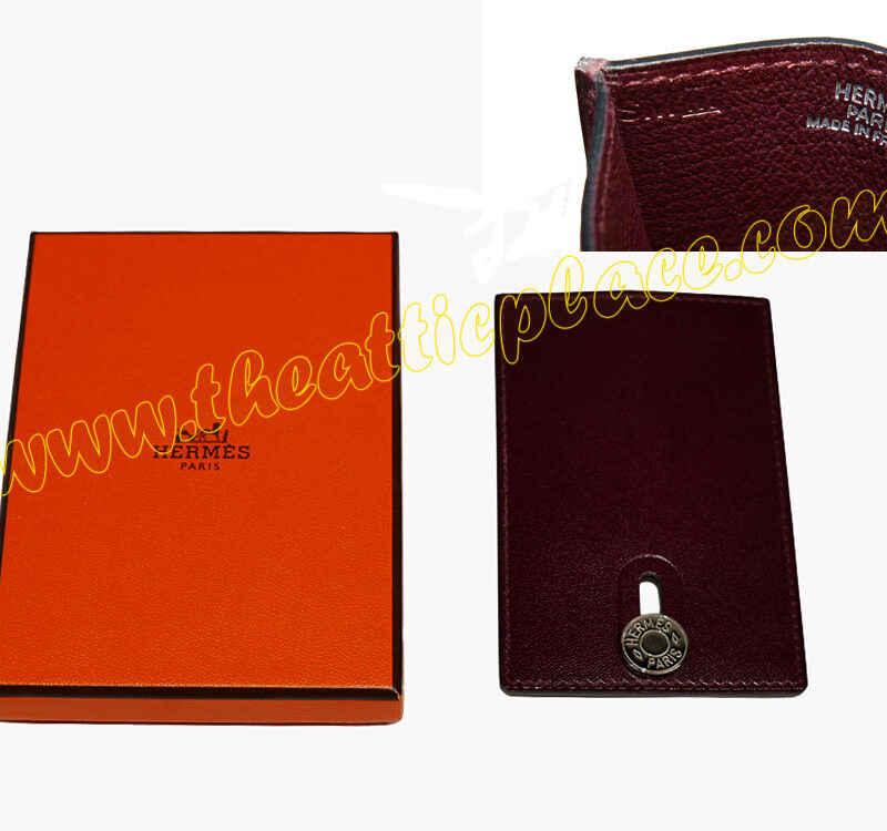 Hermes Rouge H Diabolo MRT/ Card Holder M Stamp Palladium Hardware-0