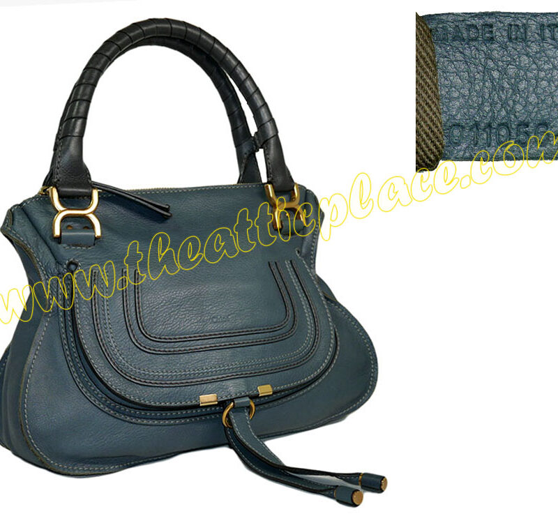 Chloe Greylish Blue Calf Marcie Medium Tote -0