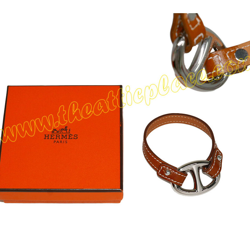 Hermes Chain D'ancre Granville Bracelet Q Stamp Natural Tadelakt Calfskin Palladium Hardware M Size -0