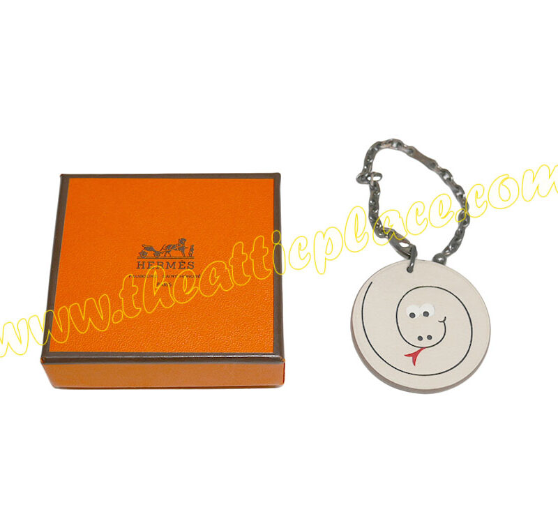 Hermes Leather Snake Beige Key Holder/ Bag Charm for Birkin/ Kelly/ LIndy-0
