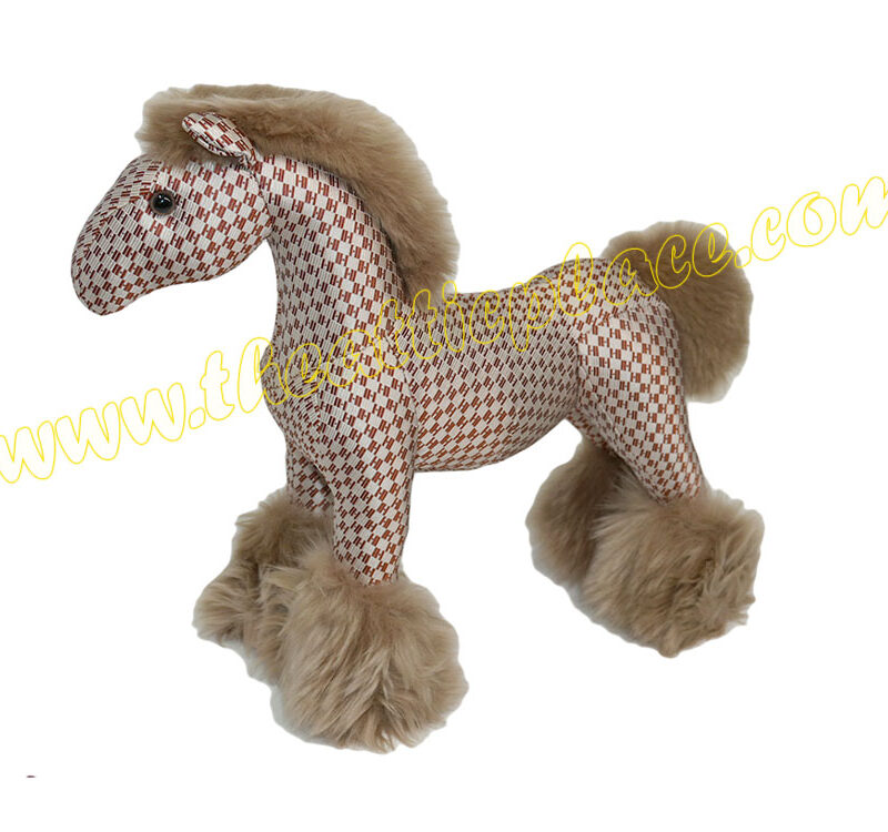Hermes Limited Hermy PPM Horse Red H Print with Fur for Display / Toys / Gift-0