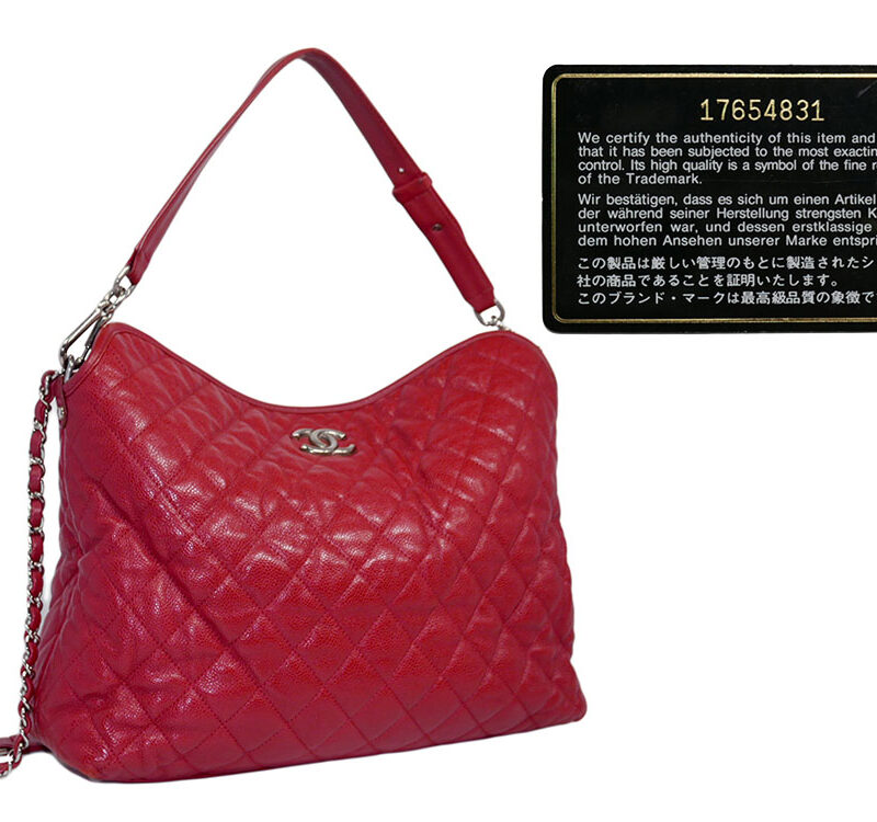 Chanel 17654881 Red Caviar Distressed Flap Hobo Shopping 2- Way Bag-0