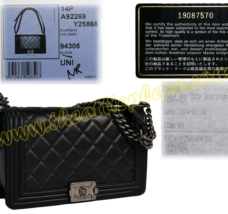 Chanel 19087570 Boy Chanel Flap Bag in Black Lambskin " New Medium " Size Ruthenium Aged Hardware-0