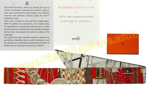 Hermes Limited Collection ! Petit H Silk Textile/ Black Leather Maxi Twilly Scarf -0
