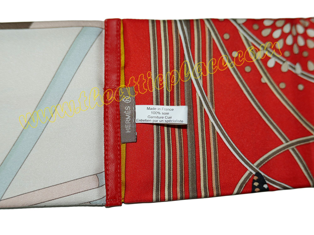 Hermes Limited Collection ! Petit H Silk Textile/ Black Leather Maxi Twilly Scarf -40055
