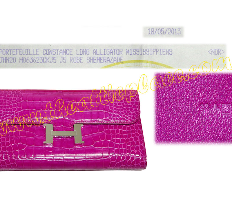 Hermes Shiny Rose Scheherzade Alligator Constance Wallet P Stamp Palladium Hardware -0