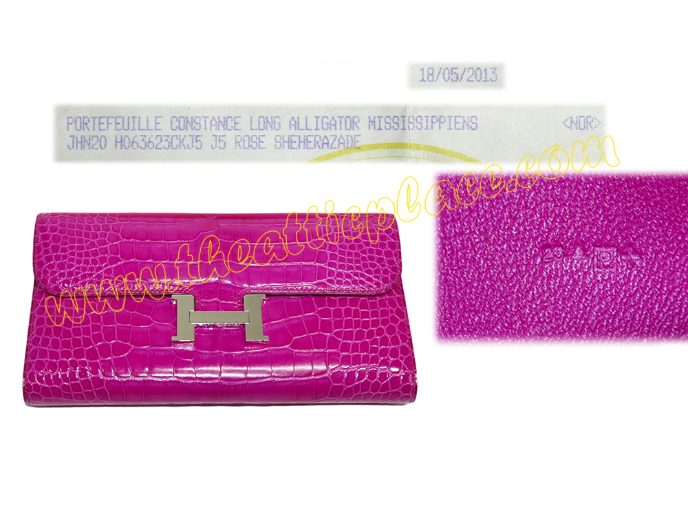 Hermes Shiny Rose Scheherzade Alligator Constance Wallet P Stamp Palladium Hardware -0