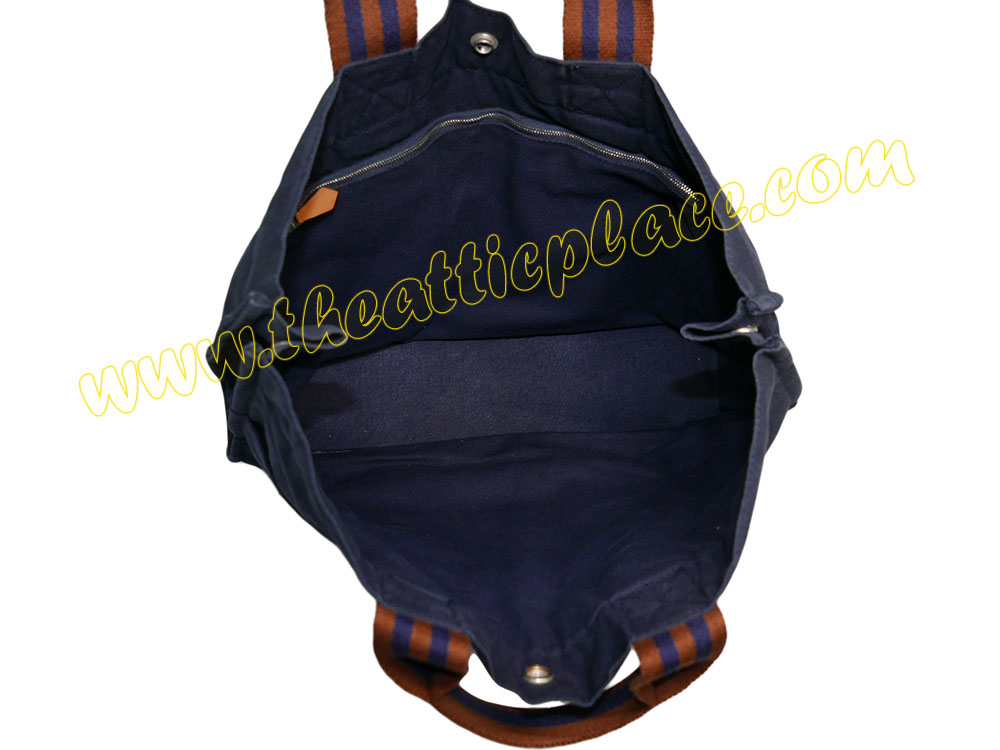 Hermes Blue / Red Canvas Herline MM Tote -40134